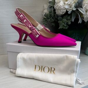 DIOR Fuchsia Satin Slingback Heels (Size 41 / US 11)